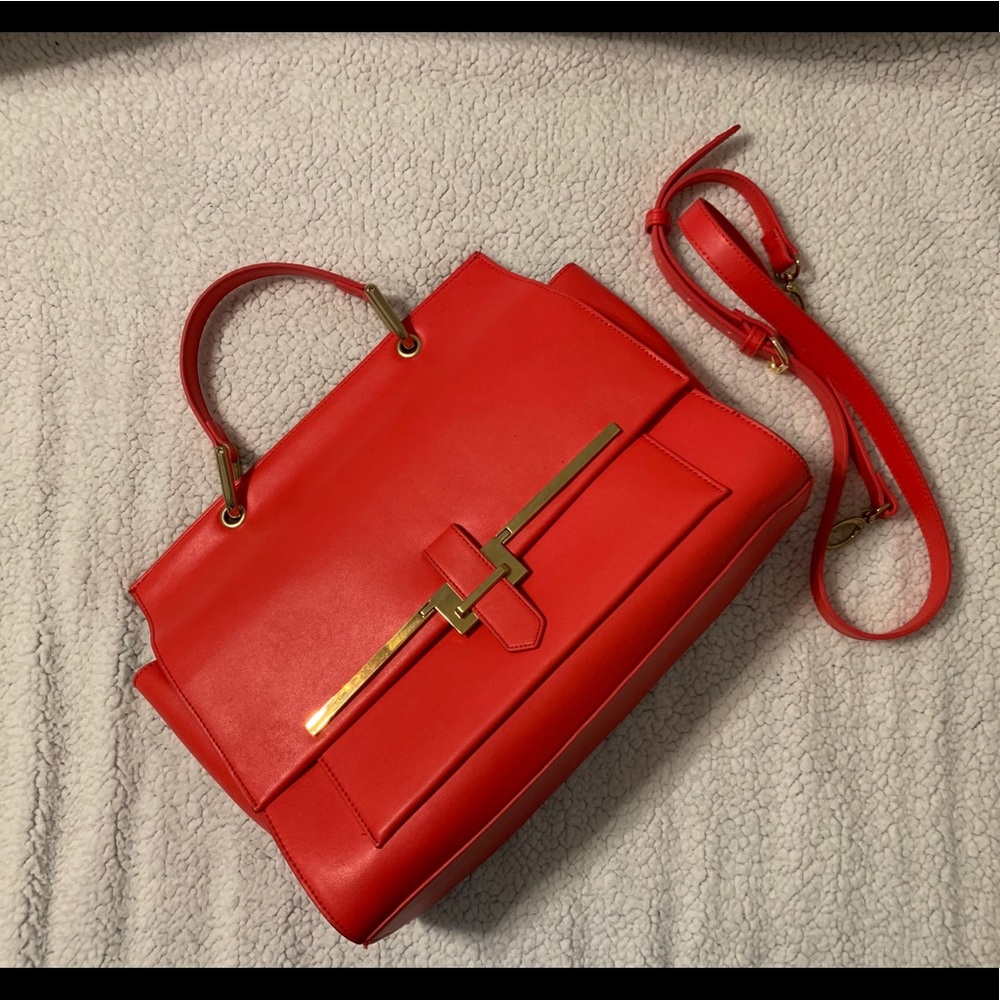 Red with gold hardware Forever 21 crossbody purse